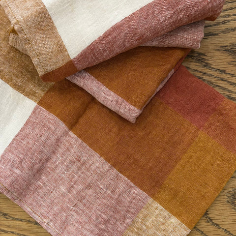 Rust and Orange Check Tea Towel