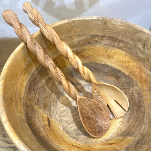 Spiral Olive Wood Servers - Bagel&Griff