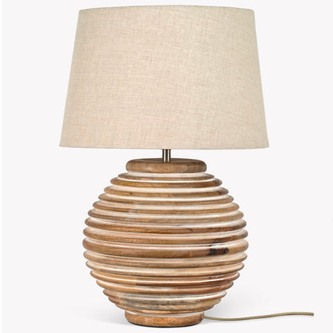 Carved Mango Wood Table Lamp