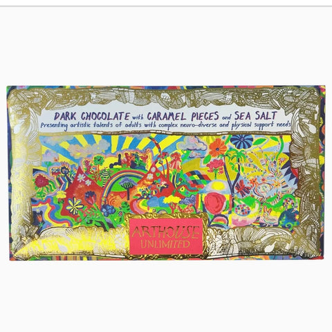 Dark Chocolate Bar with Caramel Pieces & Sea Salt