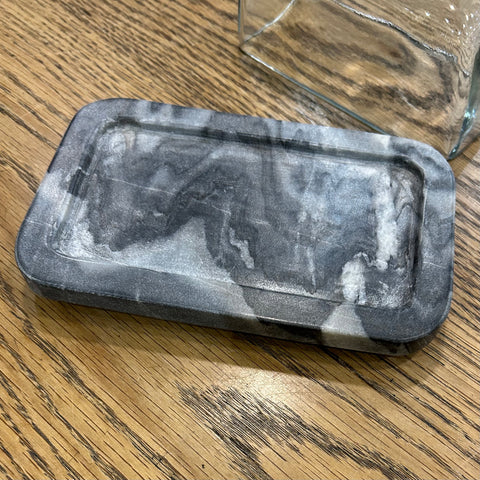 Glass and Marble Butter Dish
