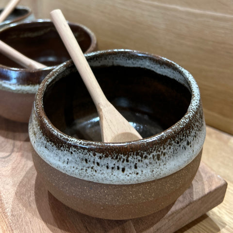 Stoneware Salt Cellar with Spoon