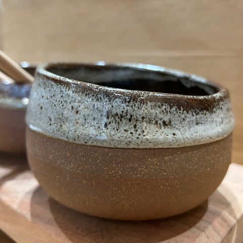 Stoneware Salt Cellar with Spoon