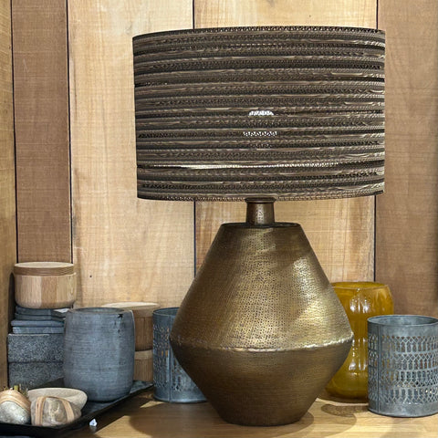 Antique Brass Lamp with Recycled Cardboard Shade