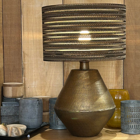 Antique Brass Lamp with Recycled Cardboard Shade