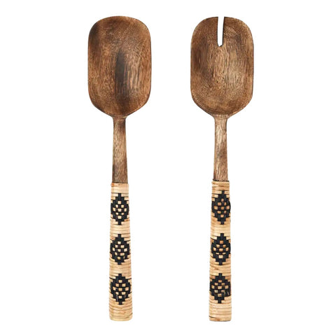 Wooden Salad Servers with Bamboo Handles