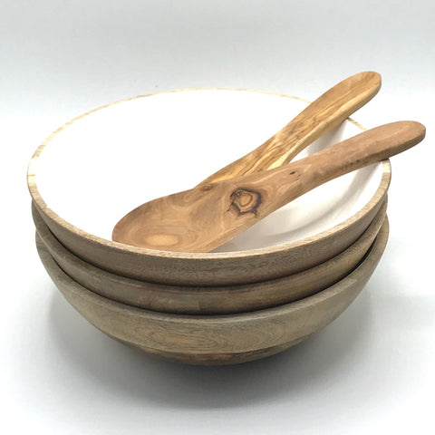 Short Olive Wood Salad Servers - Bagel&Griff