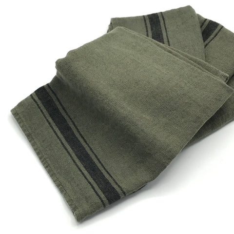 Khaki Green Linen Tea Towel - Bagel&Griff