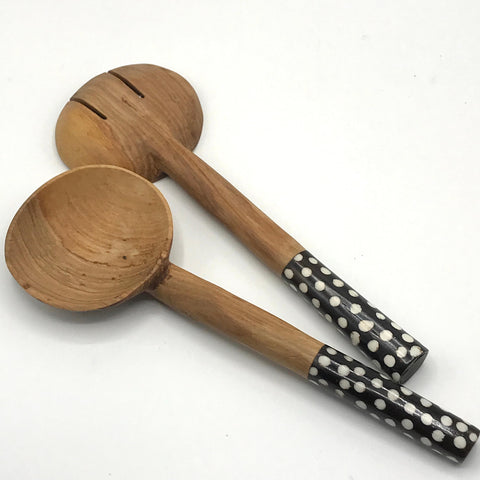 Spot Bone Handle Salad Servers - Bagel&Griff