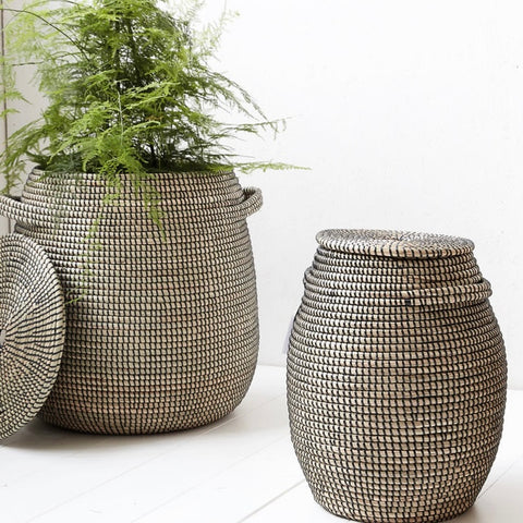 Lidded Seagrass Baskets - Bagel&Griff