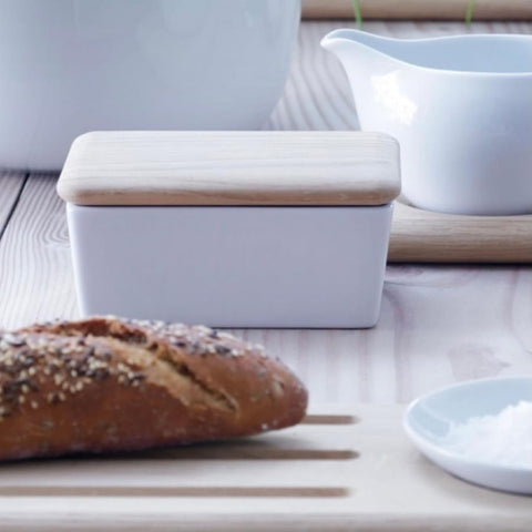 White Ceramic Butter Dish - Bagel&Griff