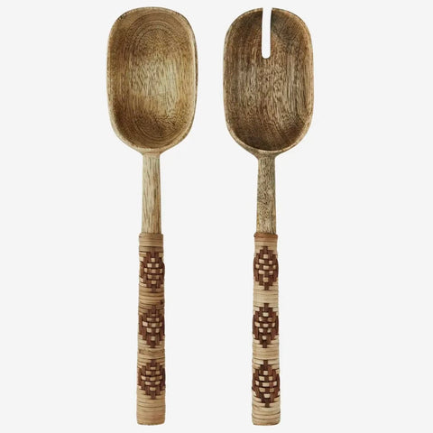 Mango Wood and Bamboo Serving Set