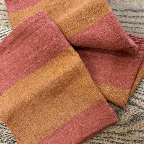 Rust and Orange Striped Tea Towel
