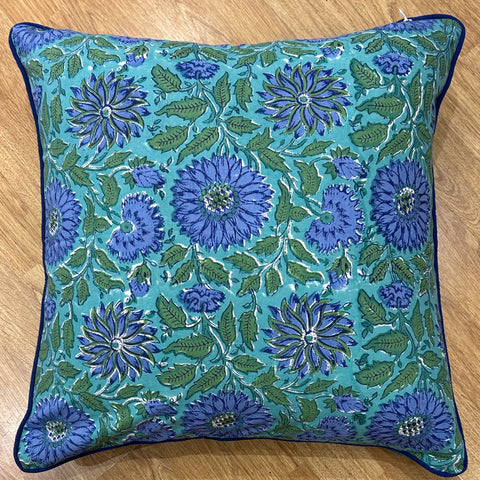 Blue and Green Printed Cushion