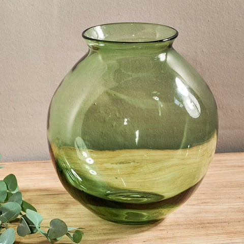 Vanita Green Glass Vase