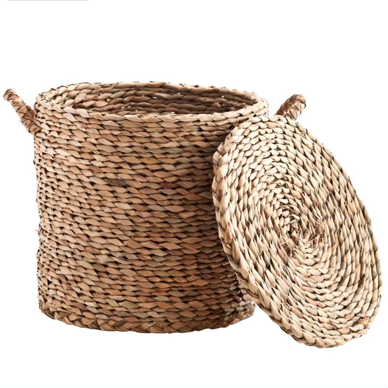 Seagrass Lidded Basket - Bagel&Griff