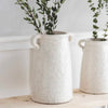 Small White Handled Crackled Vase - Bagel&Griff
