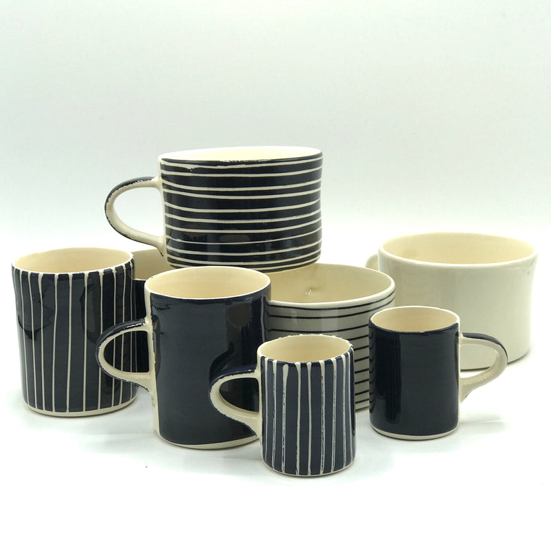 Navy Portuguese Ceramic Mugs - Bagel&Griff