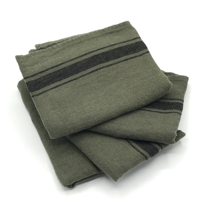 Khaki Green Linen Tea Towel - Bagel&Griff
