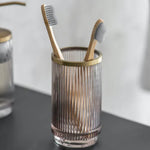 Ribbed Glass Toothbrush Holder - Bagel&Griff