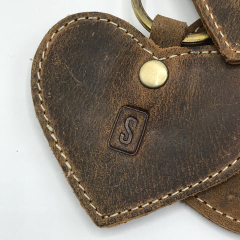 Leather Heart Key Ring - Bagel&Griff
