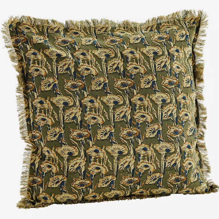 Flower Fringe Printed Cushion